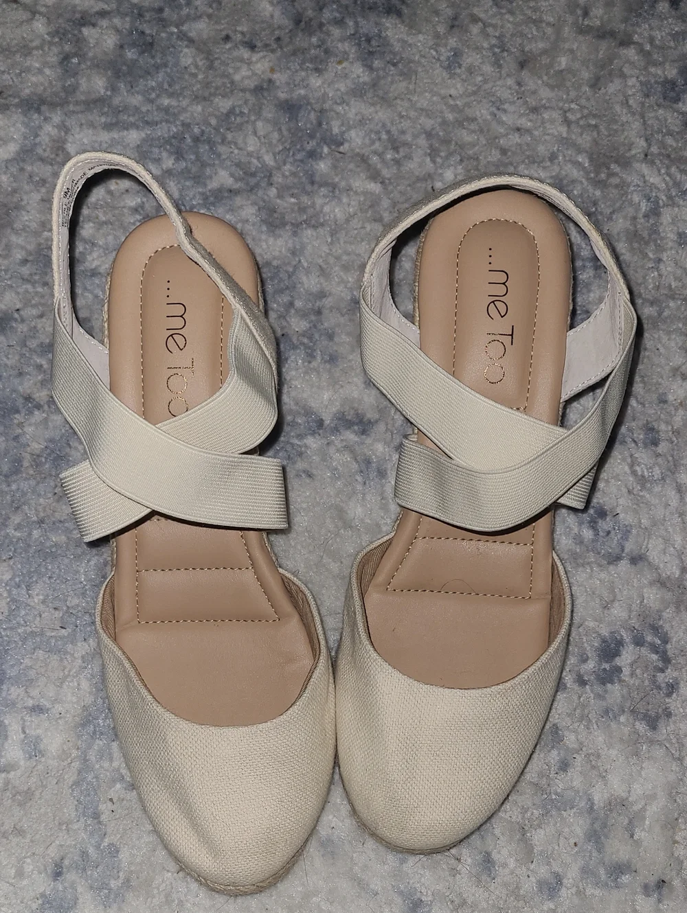 Me Too Cream Canvas Espadrille Slingback Flats